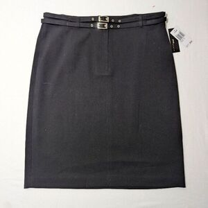 NWT Belted Black Skirt Women's Size 12 Black‎ Stretch